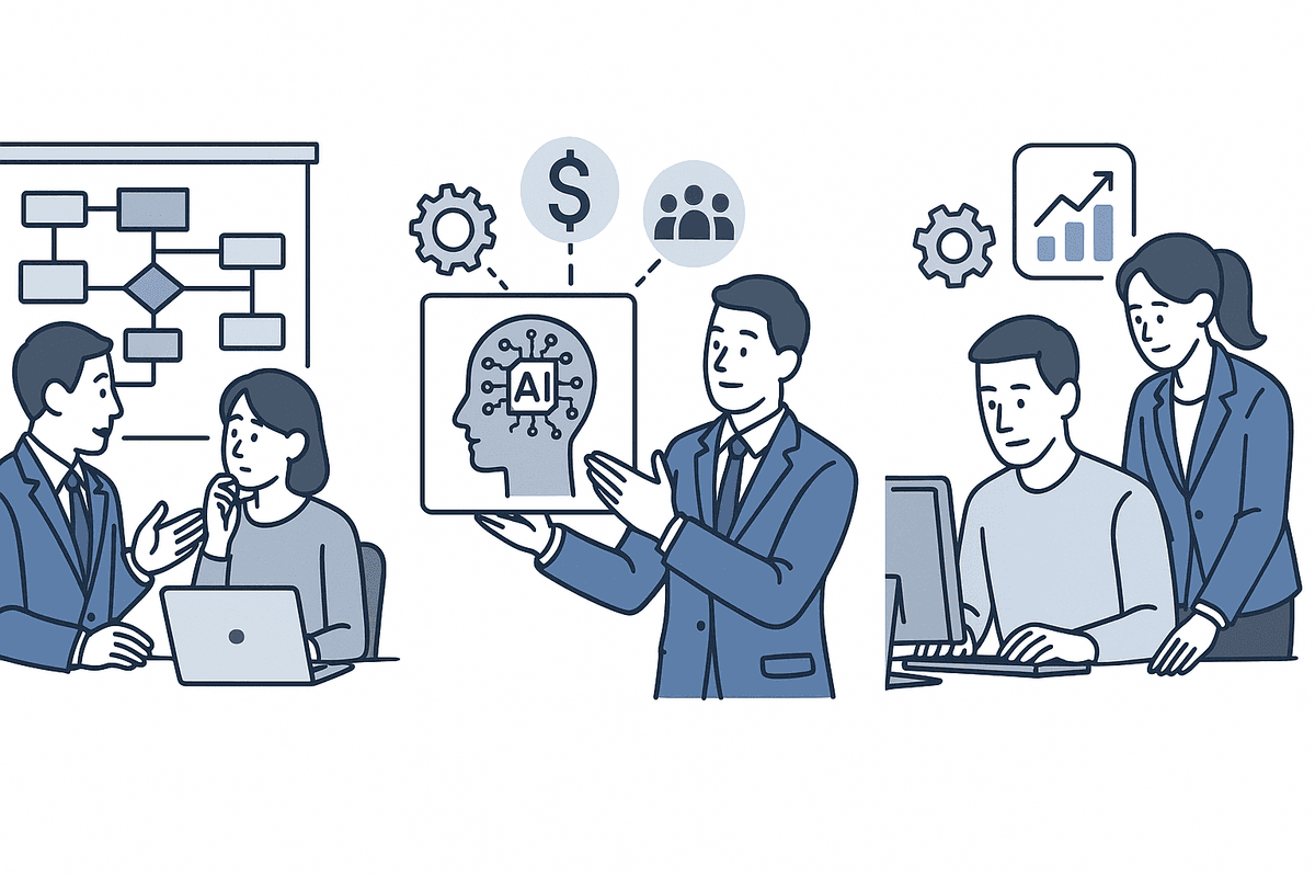 Image of a team collaborating in a bright, modern office.